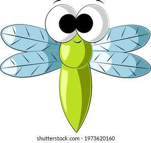 Cute cartoon Dragonfly. Draw illustration in color