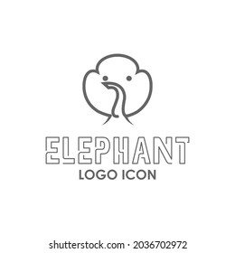 cute cartoon drawing of kid grey elephant with trunk for flat minimalist icon thailand symbol wildlife safary logo design vector