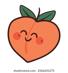 cute cartoon drawing peach fruit character. cute fruit cartoon for sticker and icon