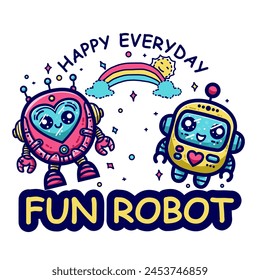 Cute cartoon drawing of robot vector illustration