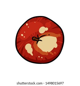 Cute cartoon drawn apple doodle. Isolated logo graphic icon