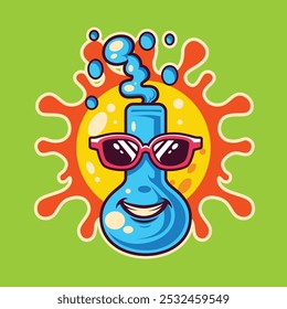 Cute cartoon drinking and water place character vector image icon, drink, Vector Art