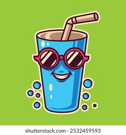 Cute cartoon drinking and water place character vector image icon, drink, Vector Art