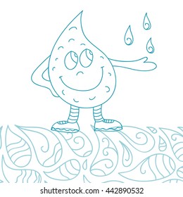 Cute cartoon drop. Vector illustration.