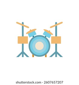 Cute Cartoon Drum Set Illustration on White Background