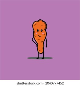 cute cartoon drum stick fried chicken doodle vector illustration