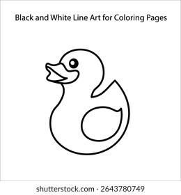 Cute Cartoon Duck – Black and White Line Art for Kids Coloring Page