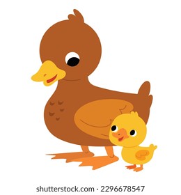 Personajes de dibujos animados y conductores, ilustración de aves de granja vectorial para niños