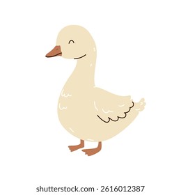 Cute cartoon duck illustration in flat style on white background