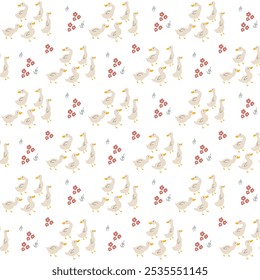 Nette Cartoon Duck nahtloses Muster, Vektorgrafik Hintergrund.