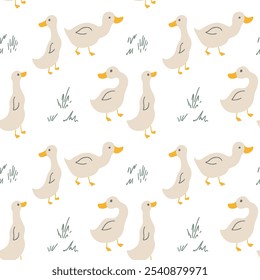Patrón inconsútil lindo del pato de la historieta, fondo de la Ilustración vectorial.