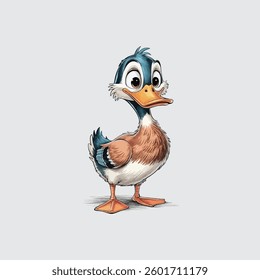 Cute Cartoon Duck Standing – Adorable Waterfowl Vector Illustration

