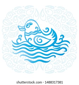 Cute cartoon duck. Vector illustration