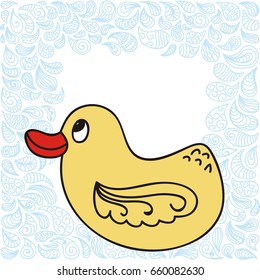 Cute cartoon duck. Vector illustration.