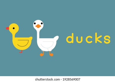 Patos de dibujos animados. Ilustración vectorial.