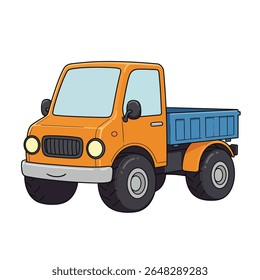 Cute Cartoon Dump Truck Smiling – Flat Vector Illustration for Kids. Eps 10