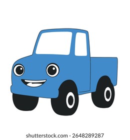 Cute Cartoon Dump Truck Smiling – Flat Vector Illustration for Kids. Eps 10