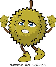 Cute Cartoon Durian with Fighting and Hoping Pose, Organic Durian from Thailand