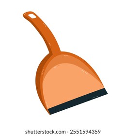 Cute cartoon dustpan to sweep dirt and garbage from floor. Hand drawn dust pan to tidy up apartment. Funny clipart of device for sanitation and household isolated on white background.