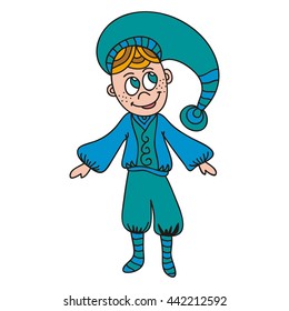 Cute cartoon dwarf. Vector illustration.