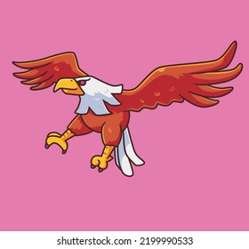 cute cartoon eagle flying. isolated cartoon animal illustration vector