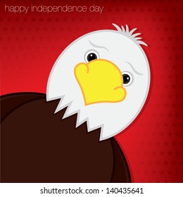 Cute cartoon eagle Independence Day card in vector format.