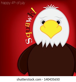 Cute cartoon eagle Independence Day card in vector format.