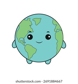 Personaje lindo de la tierra de la historieta. Ilustración vectorial.