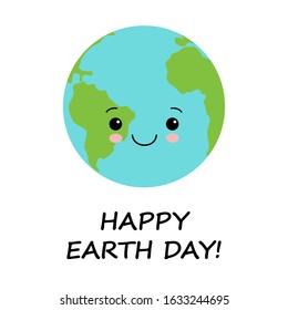 Cute cartoon Earth globe postcard. Earth day background.