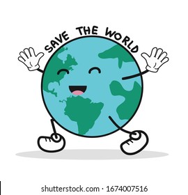 cute cartoon Earth globe save the world