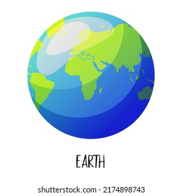 Cute Cartoon Earth Planet. Solar System. Vector Illustration For Web Banner, Web And Mobile, Infographics.