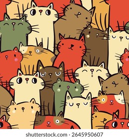 Bonito desenhos animados terra tom cor gato gato sem emenda padrão