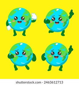 cute cartoon earth vector IIlustration for logo, elements, clipart. 