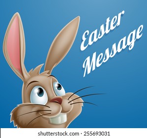 A cute cartoon Easter Bunny character message banner