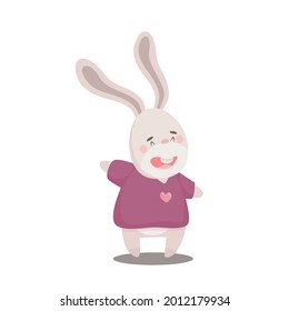 Cute cartoon Easter bunny isolated vector Illustration on a white background