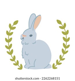 Cute Cartoon Easter Bunny, Nursery art, childish illustration, spring vibes print, isolated on white background