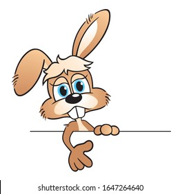 cute cartoon easter bunny presenting a board