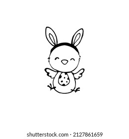 caricatura linda chica de Pascua sobre fondo blanco.contorno.ilustración vectorial