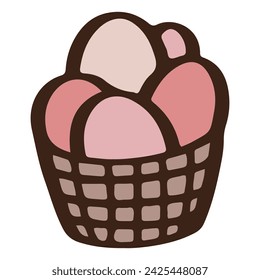 cute Cartoon egg basket a pink coqutte shirt standing. Easter day