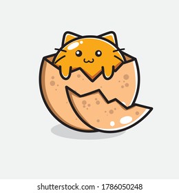 cute cartoon egg yolk hatching illustration vector