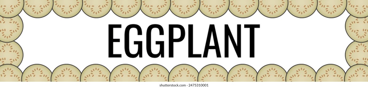 Cute cartoon eggplant frame. Vegetable aubergine border