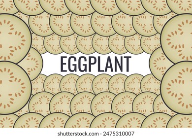 Cute cartoon eggplant frame. Vegetable aubergine border