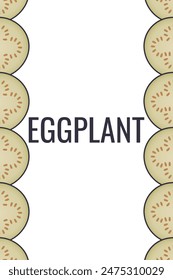 Cute cartoon eggplant frame. Vegetable aubergine border