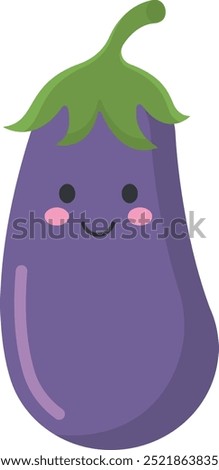 Cute cartoon eggplant vector character illustration