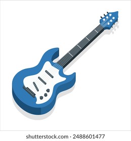 Cute cartoon Electric guitar jazz instrument clipart page for kids. Vector illustration for children. Vector illustration of Electric guitar jazz instrument on isolated white background. 2560