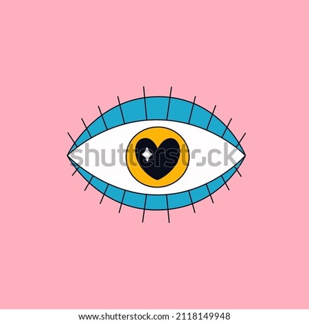 Cute cartoon element in retro style. Hippie, psychedelic, groove, retro and vintage style. Vector illustration