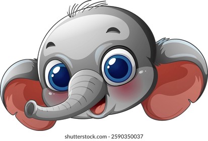 Cute cartoon elephant with big blue eyes