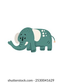 Lindo elefante de dibujos animados con una gran cara sonriente.