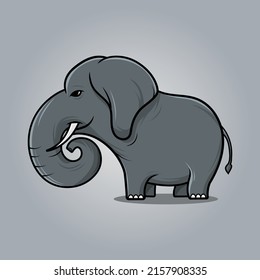 Cute Cartoon Elefant mit großem Stamm Vektorgrafik.