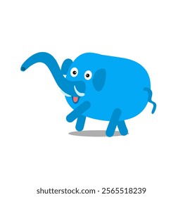 Cute cartoon of an elephant in blue